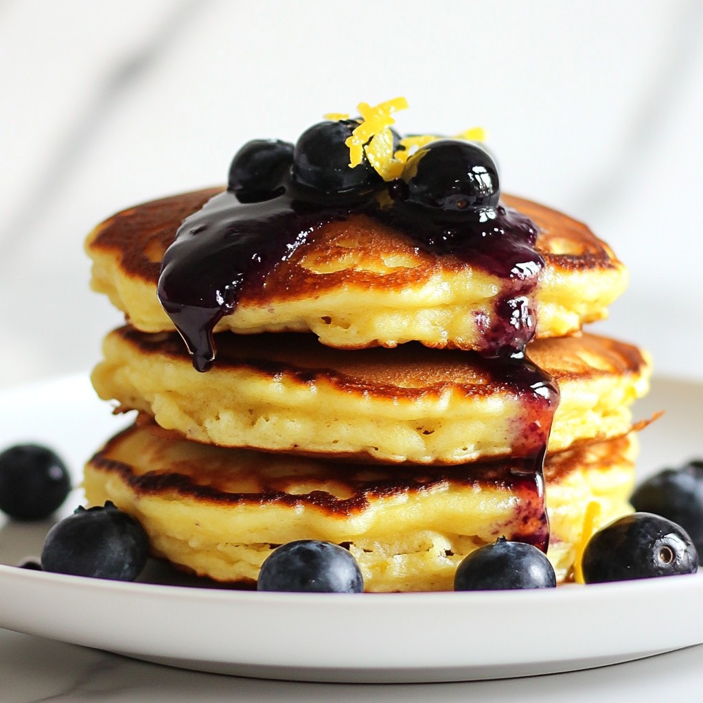 Fluffy Lemon Ricotta Pancakes with Blueberry Syrup Treat