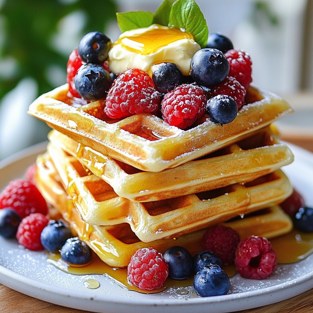 Crispy Waffles with Honey Butter and Berries Delight