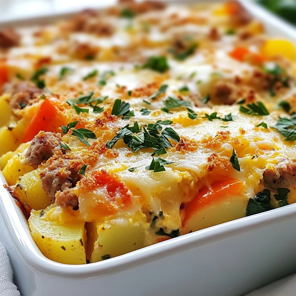 Savory Breakfast Turkey Sausage and Potato Casserole