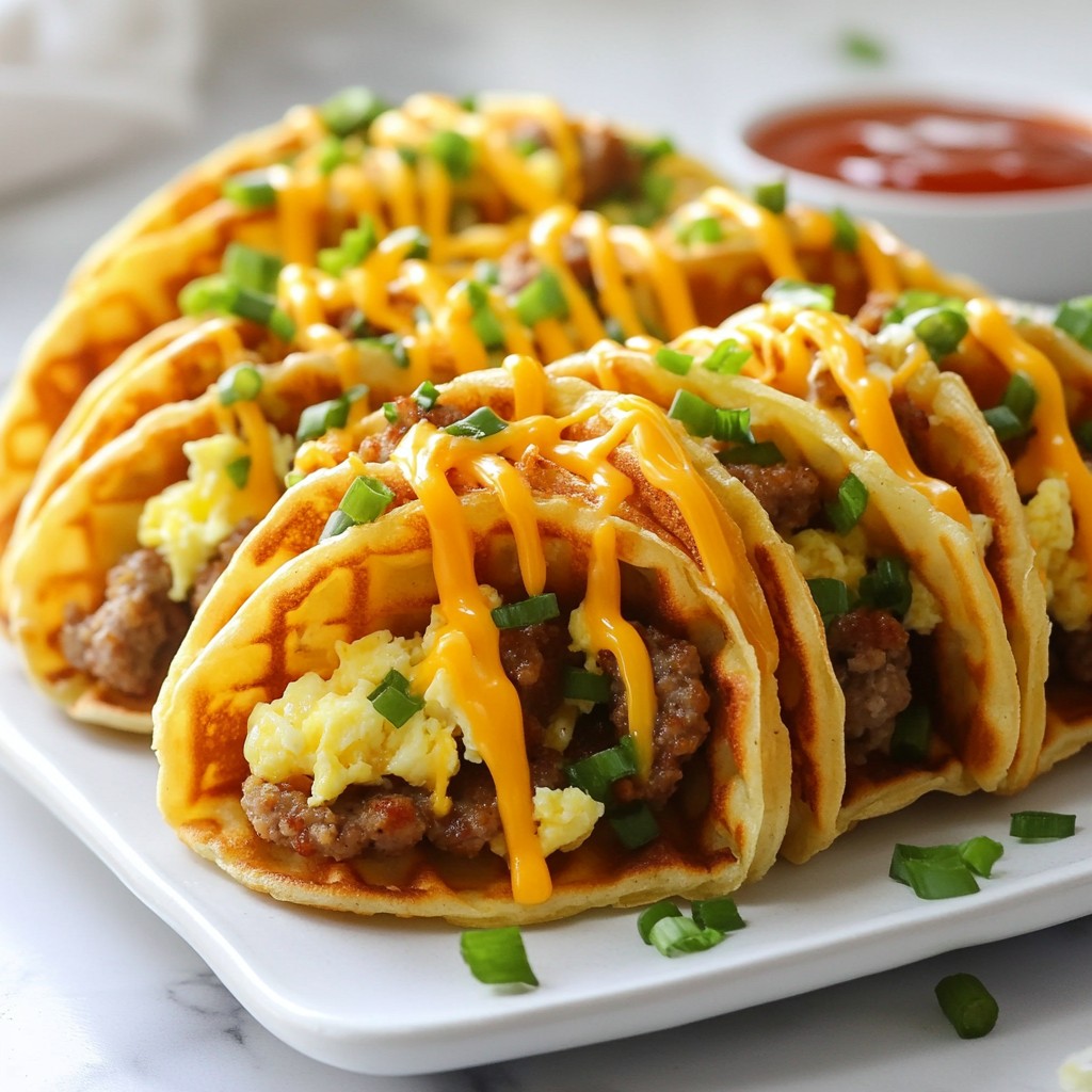 Mini Sausage and Egg Waffle Tacos Delightful Recipe