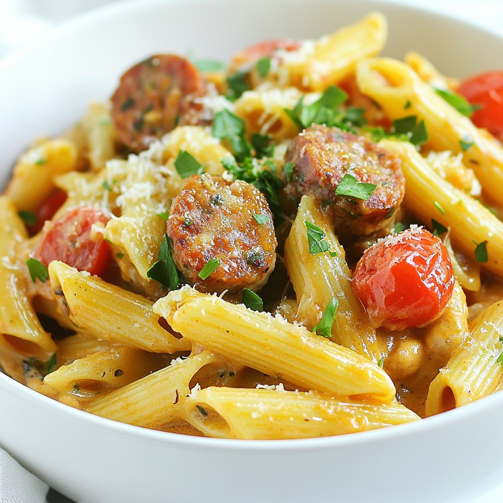 Creamy Cajun Sausage One-Pot Pasta Delight
