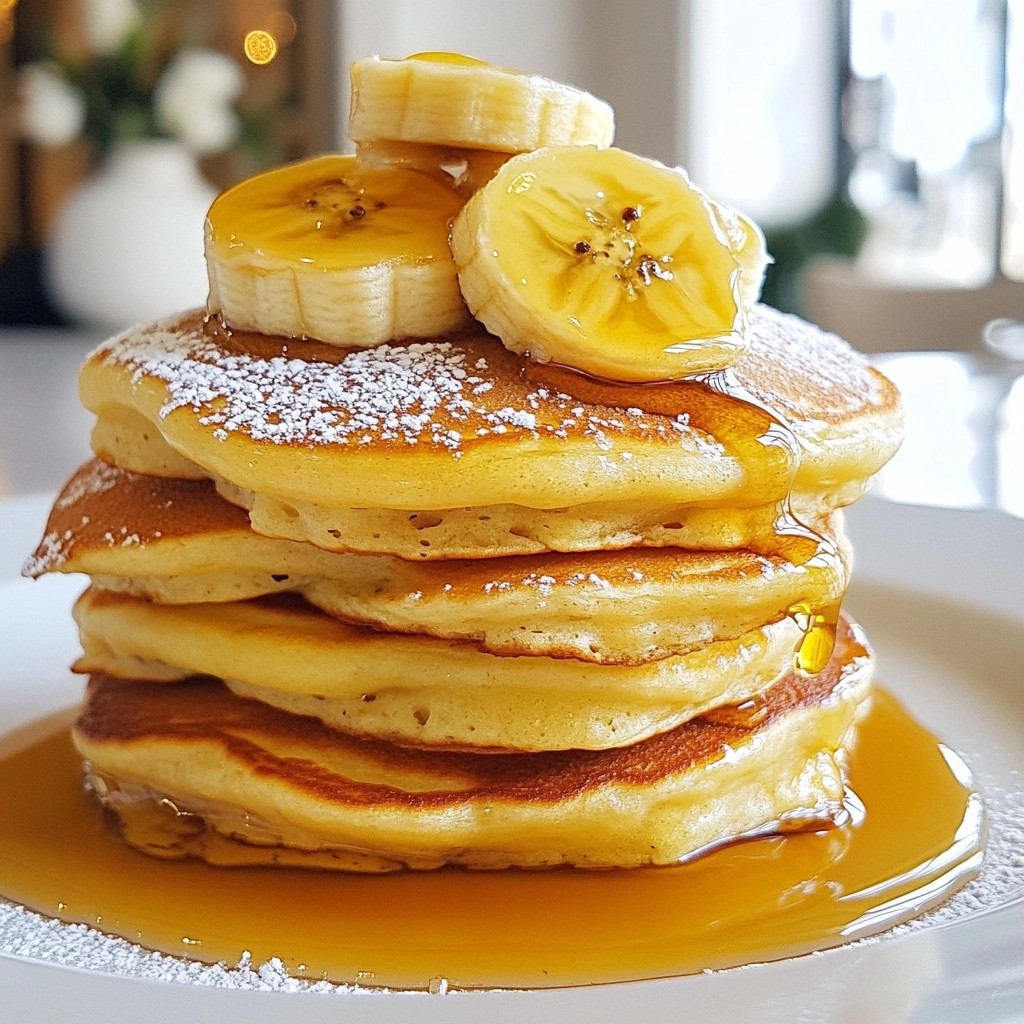 Fluffy Pancakes with Caramelized Banana Topping Delight