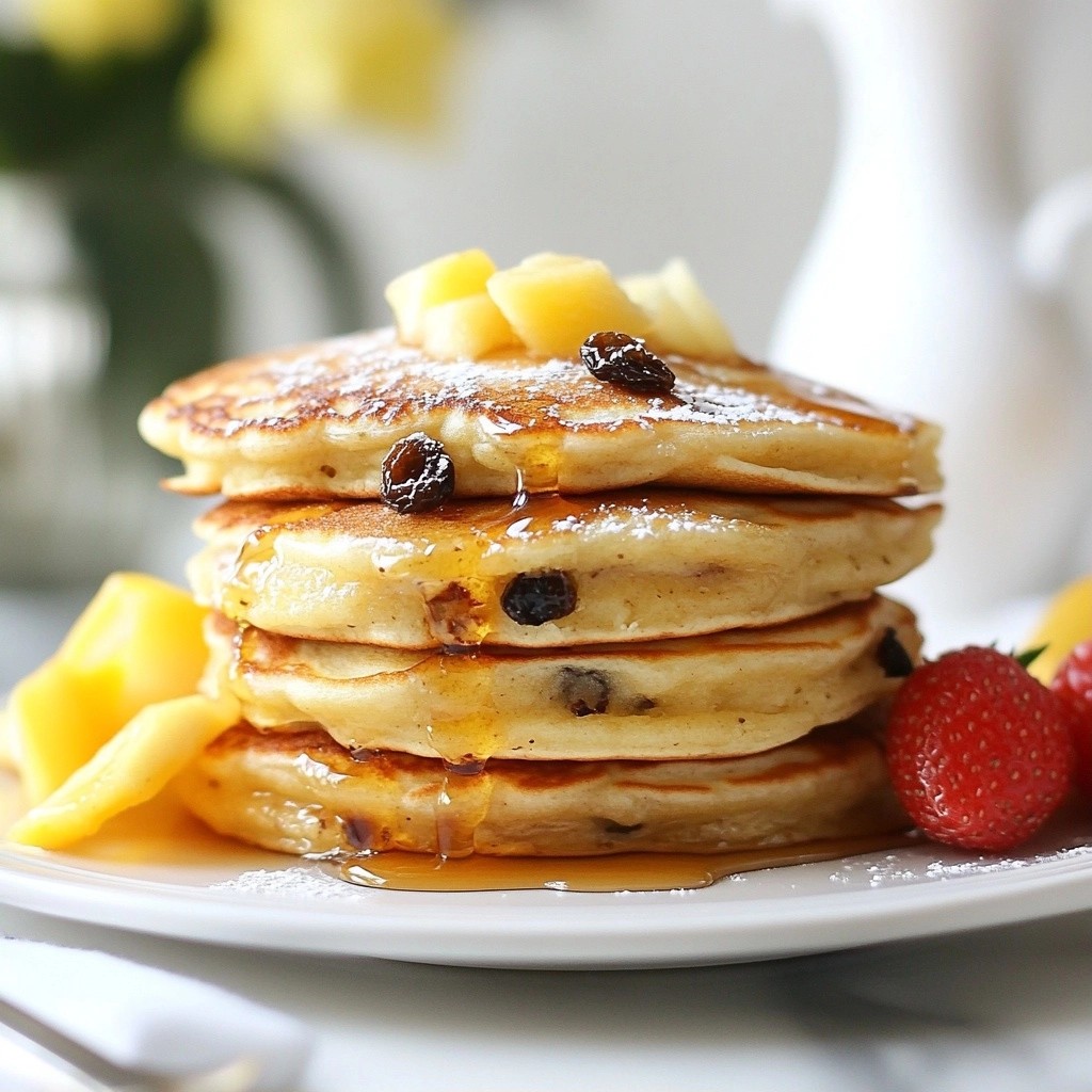 Fluffy Breakfast Nutmeg and Raisin Pancakes Delight