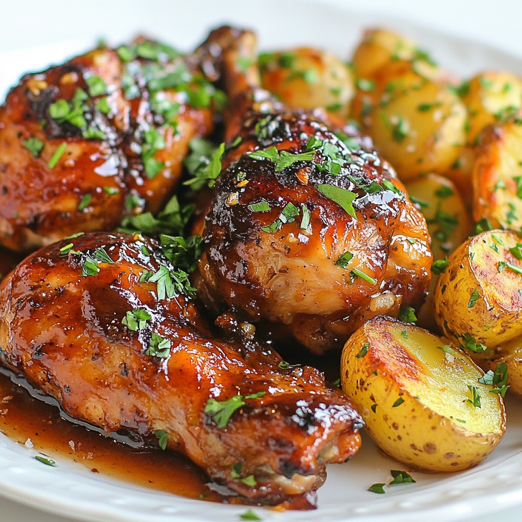 Honey BBQ Chicken with Garlic Parmesan Potatoes Delight