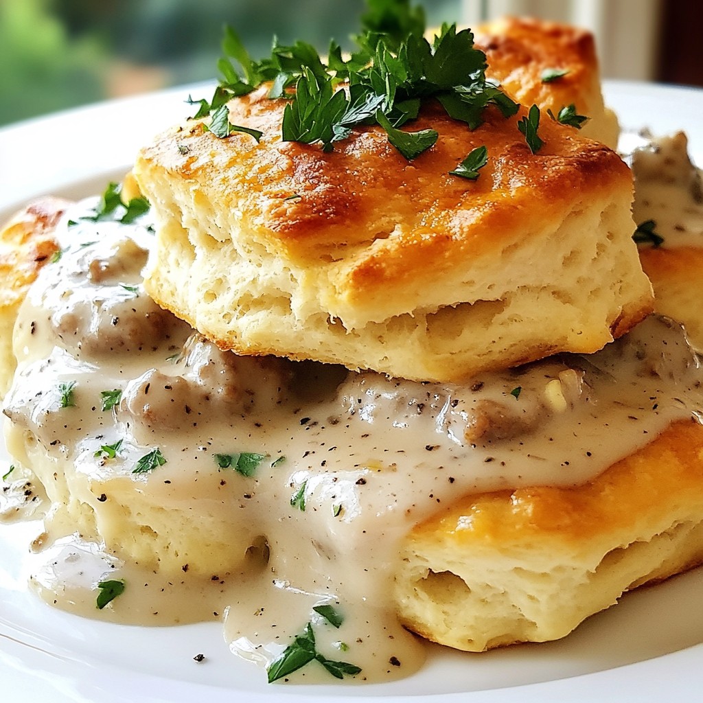 Sausage Gravy with Southern Biscuits Delightful Dish