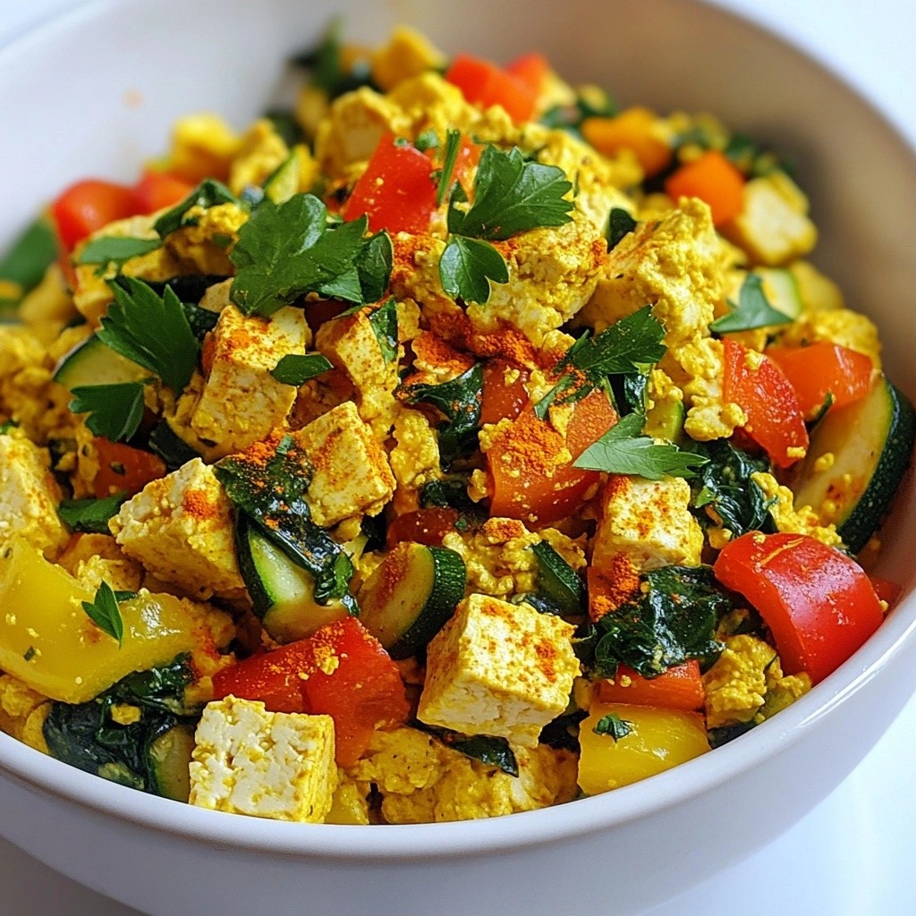 Powerful Overnight Breakfast Tofu and Vegetable Scramble