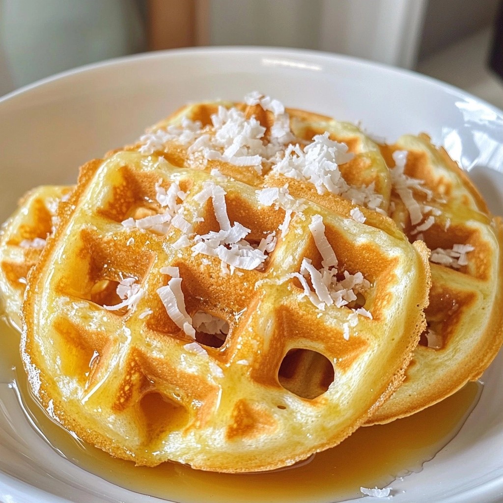 Crispy Waffles with Coconut Maple Syrup Delight