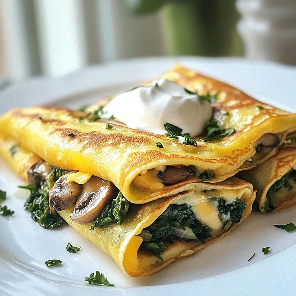 Savory Brunch Spinach and Mushroom Crepes Recipe