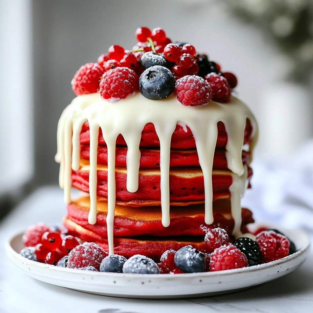 Fluffy Morning Red Velvet Pancakes Recipe Delight