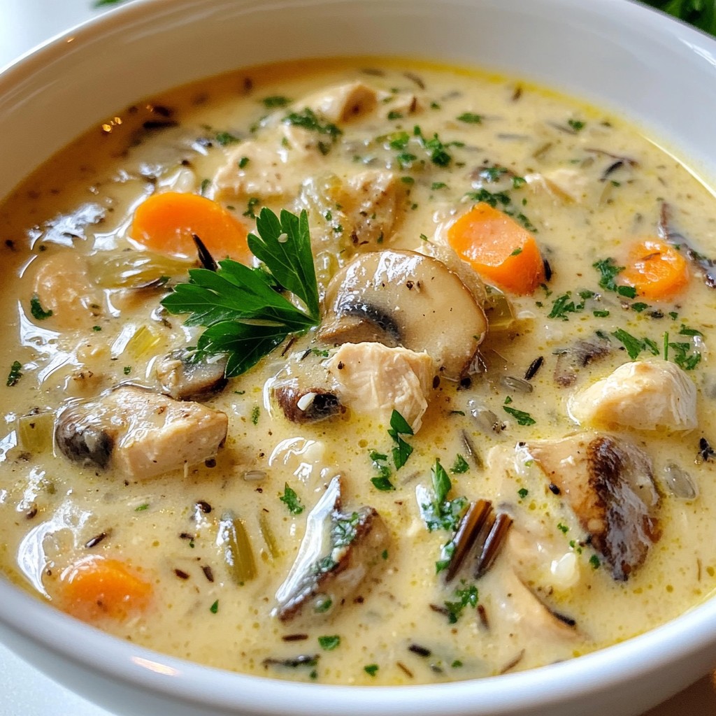 Creamy Mushroom Chicken Wild Rice Soup Comfort Dish