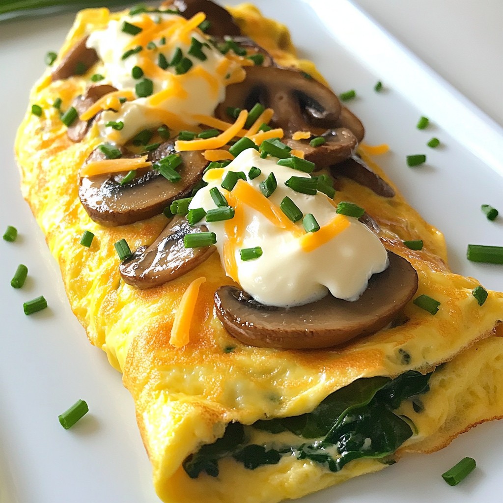 Creamy Breakfast Mushroom and Spinach Omelette Delight
