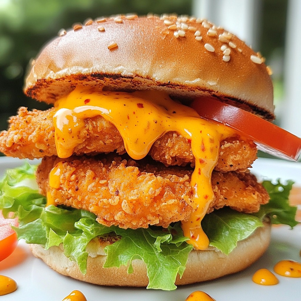 Spicy Chicken Sandwich with Creamy Sauce Delight