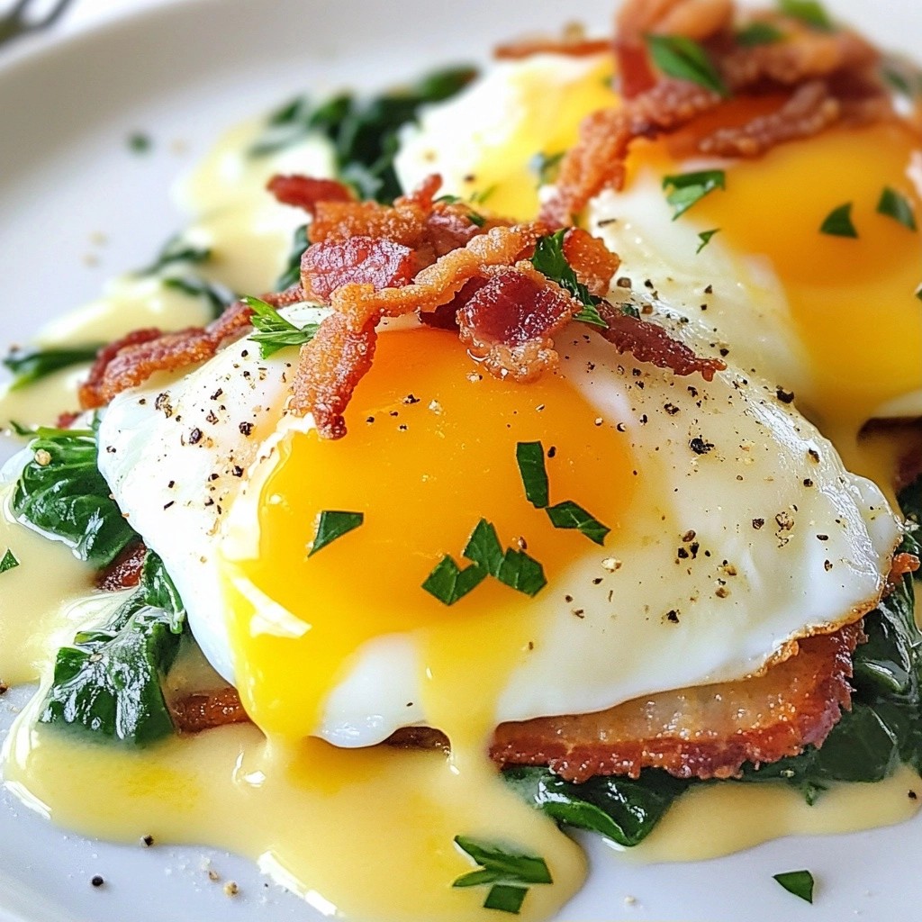 Creamy Eggs Florentine with Turkey Bacon Delight
