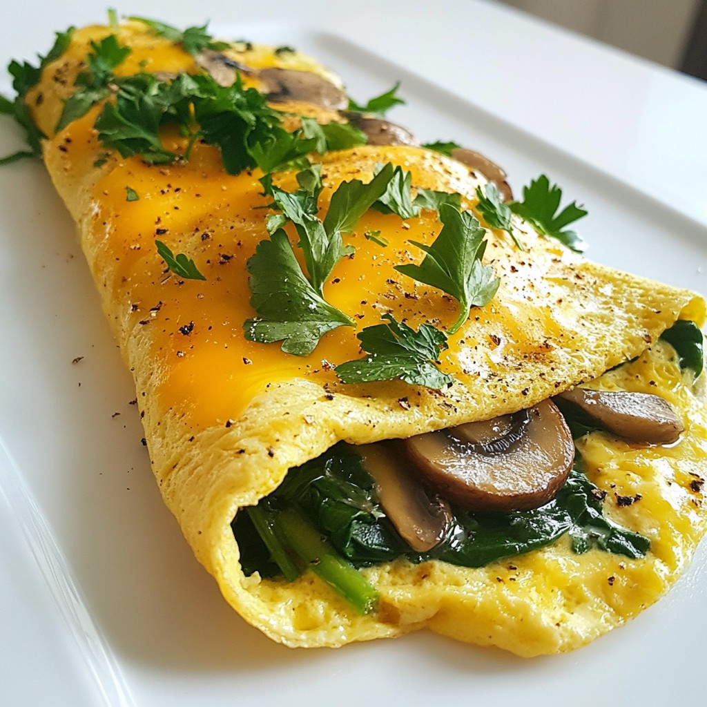 Creamy Breakfast Mushroom and Spinach Omelette Recipe