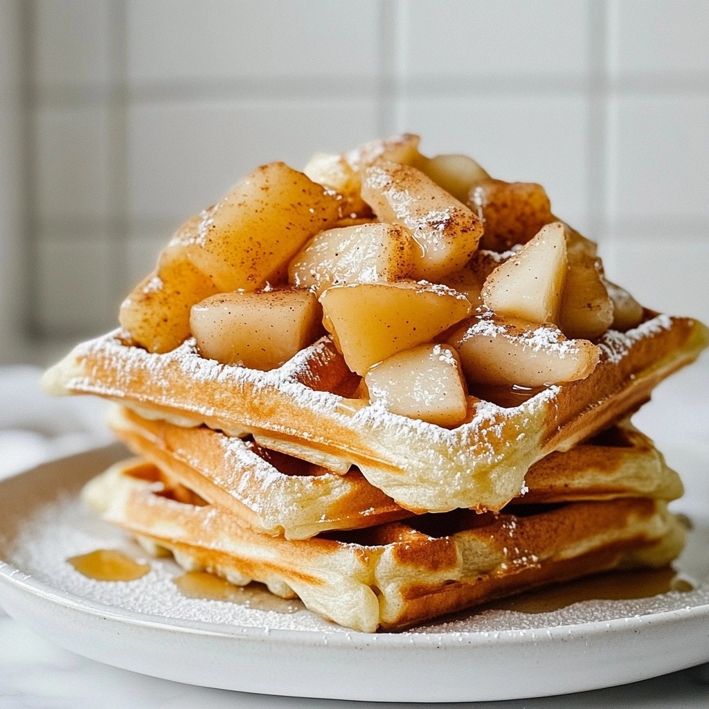 Crispy Waffles with Spiced Pear Compote Delight