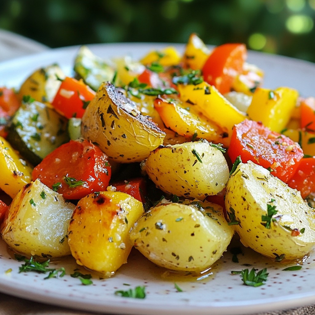Garlic Herb Roasted Potatoes and Veggies Delight