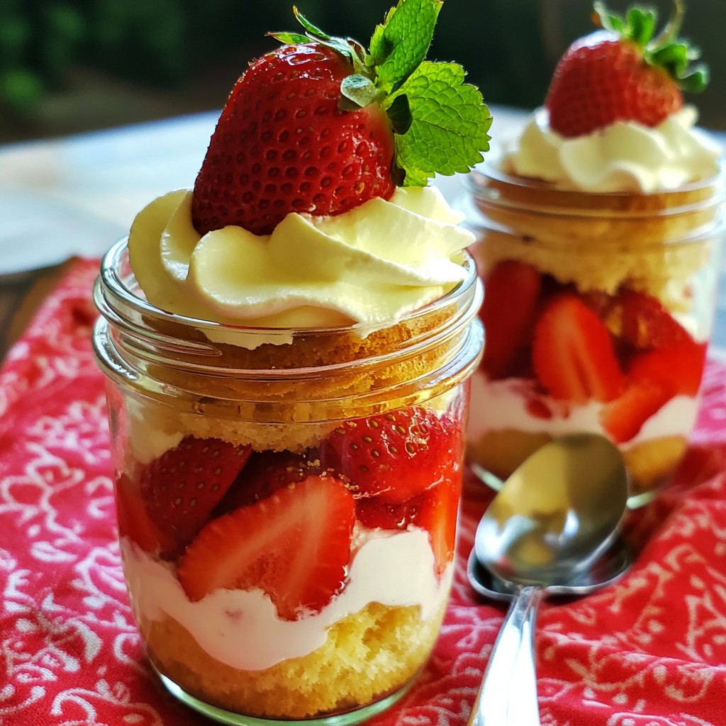 Classic Strawberry Shortcake Parfait Jars Delightful Treat