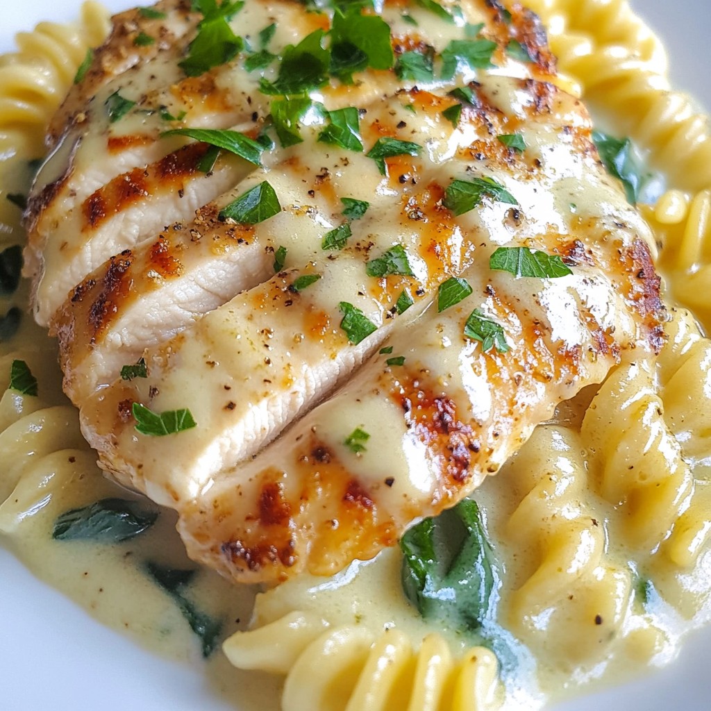Creamy Garlic Parmesan Chicken with Twisted Pasta Delight