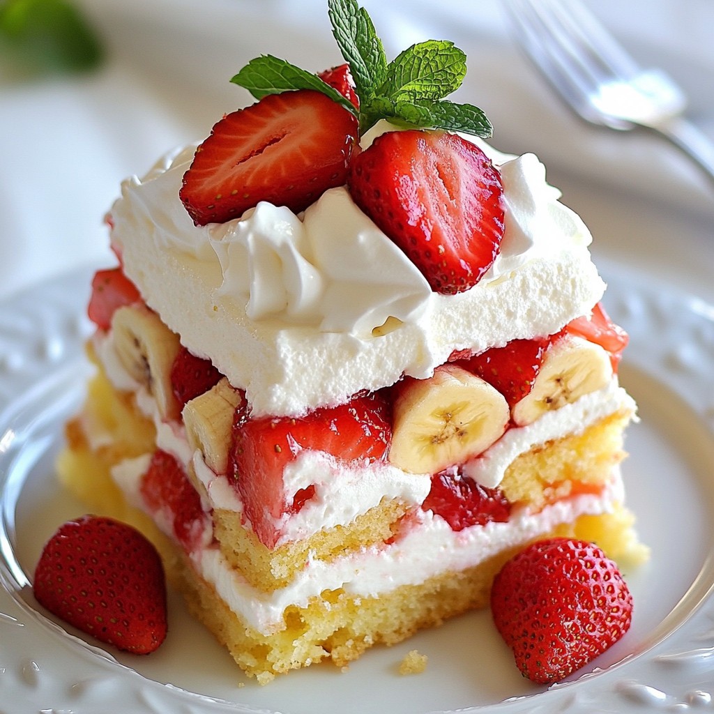 Strawberry Shortcake Banana Pudding Cake Delight